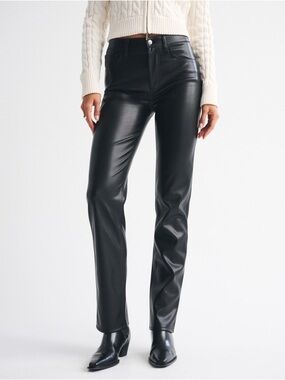 Abercrombie & Fitch Black Faux Leather Straight-Leg Jeans